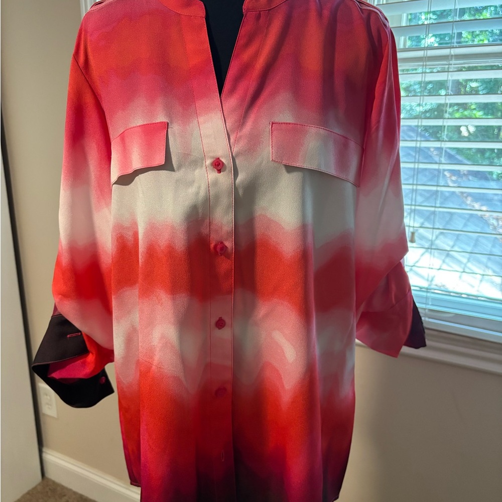 Calvin Klein Pink and White Ombre Blouse